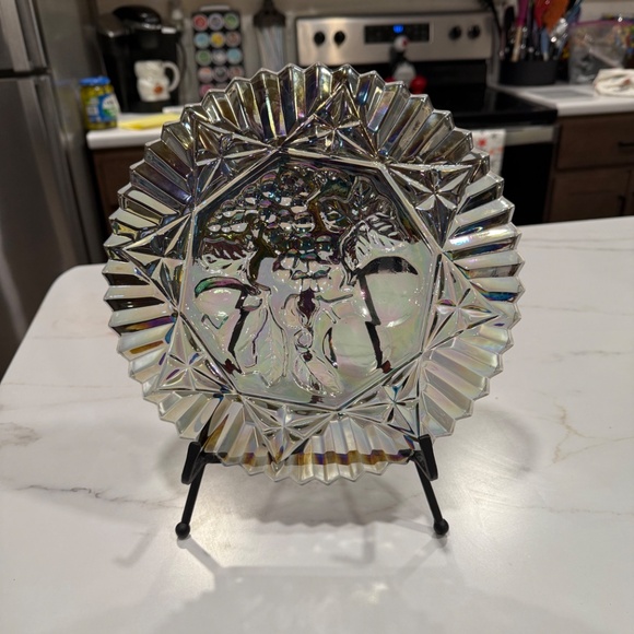 Vintage Federal Carnival Glass, Pioneer Smokey Gray Iridescent Fruit Platter - Picture 5 of 5